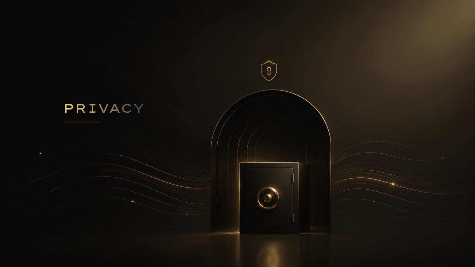Abstract gold waves on black — Private Vaults privacy feature